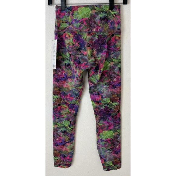 New Lululemon Wunder Train HR Tight 28" DICR Pink Purple Green Leggings Size 6 - Picture 4 of 13